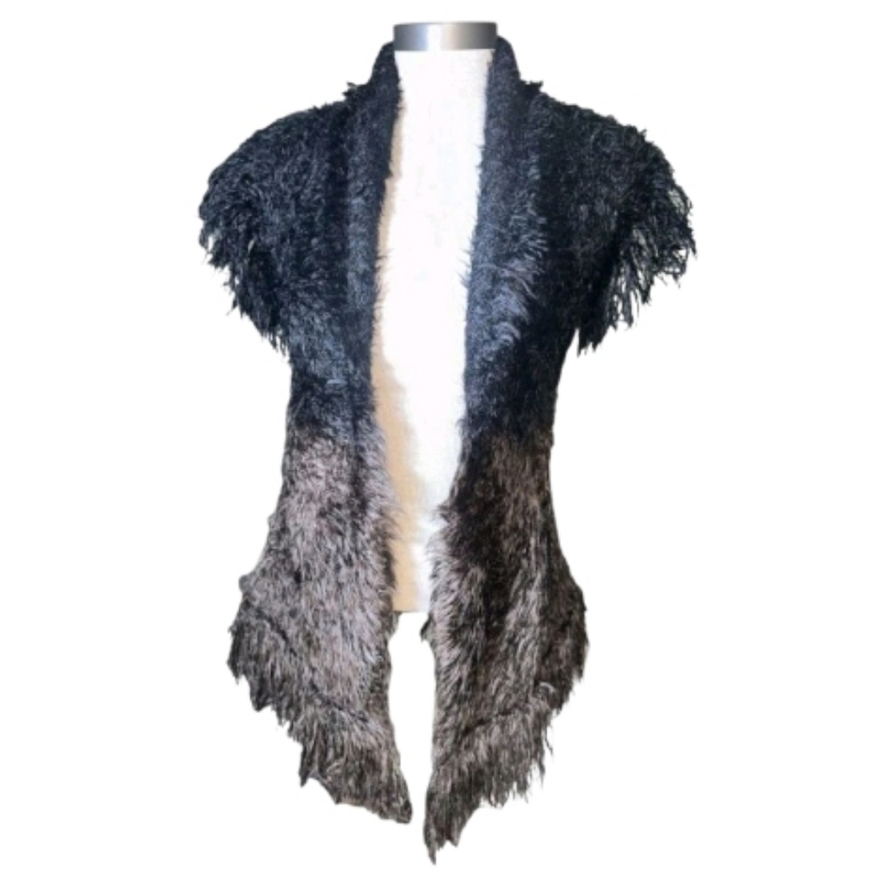 Ethyl Brown & Black Faux Fur Vest Size Large